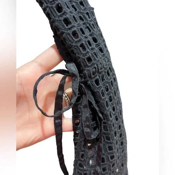 Point sur eyelet lace black blouse with lined tank size 2 excellent condition - Picture 5 of 7